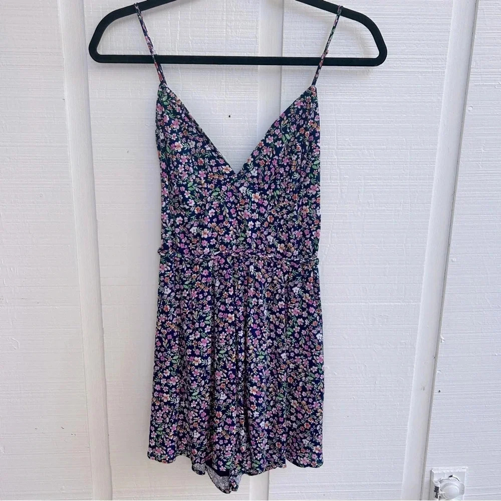 Cottagecore Lulus Ditsy Floral Print Strappy Open Back Romper Dress | Sz S | NWT